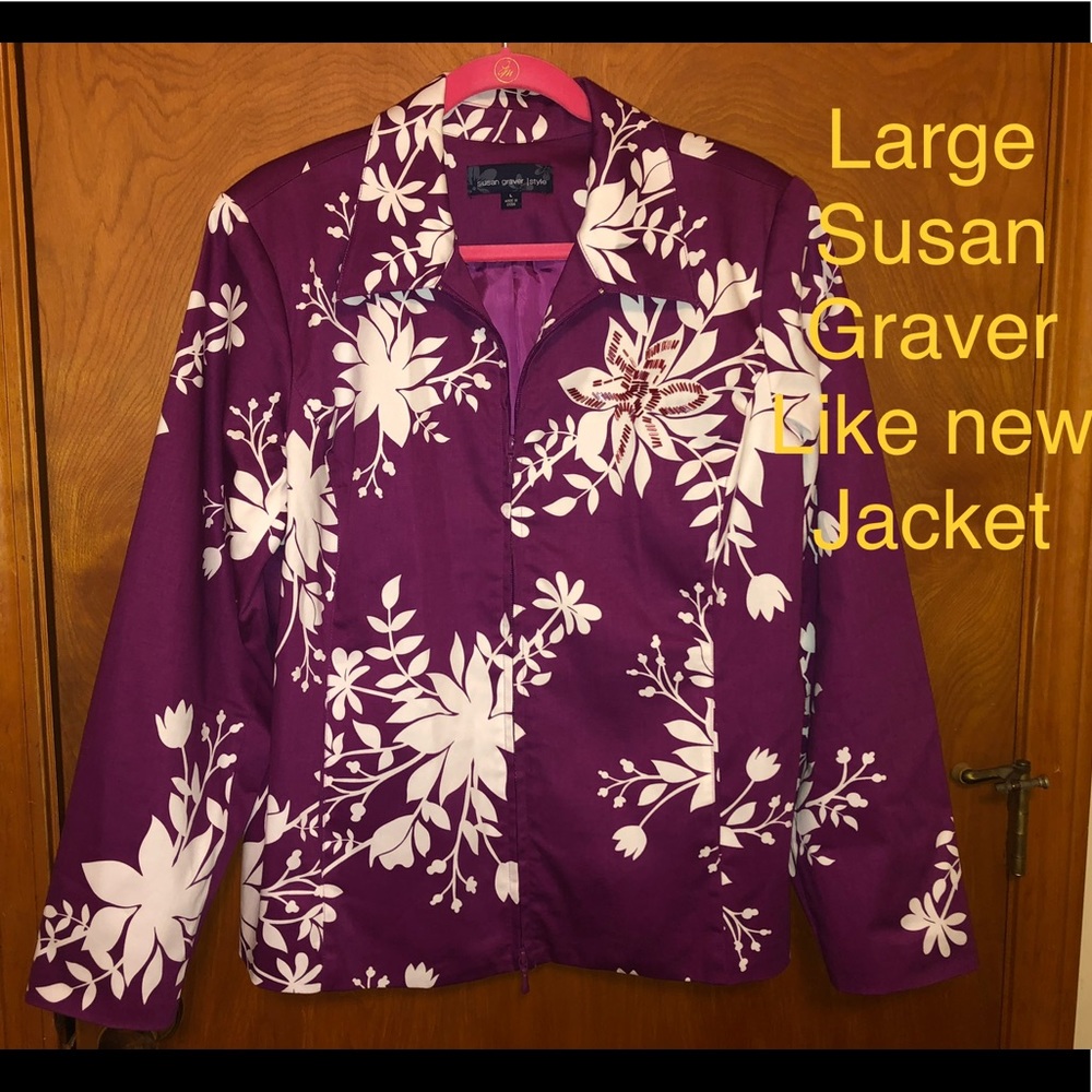 Woman’s large purple jacket